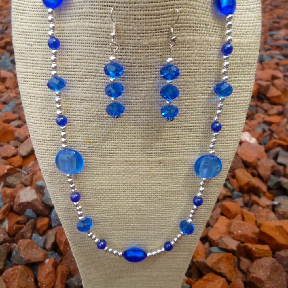 Blue Crystal Necklace & Earring Set
Handcrafted & designed by me
